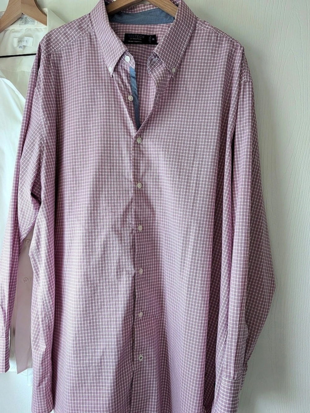 Marquis & Nautica Men's Dress Shirts - Gingham Maroon & White Size 3X